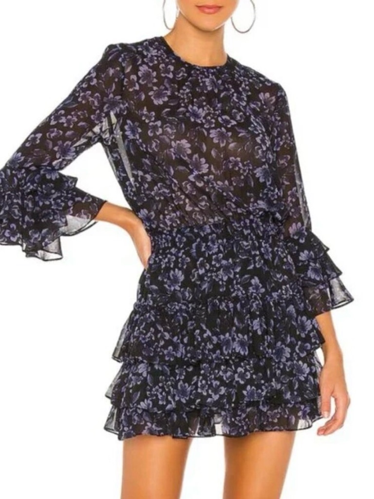 Misa Los Angelos Navy And Black Floral Bernita Dress-Xs